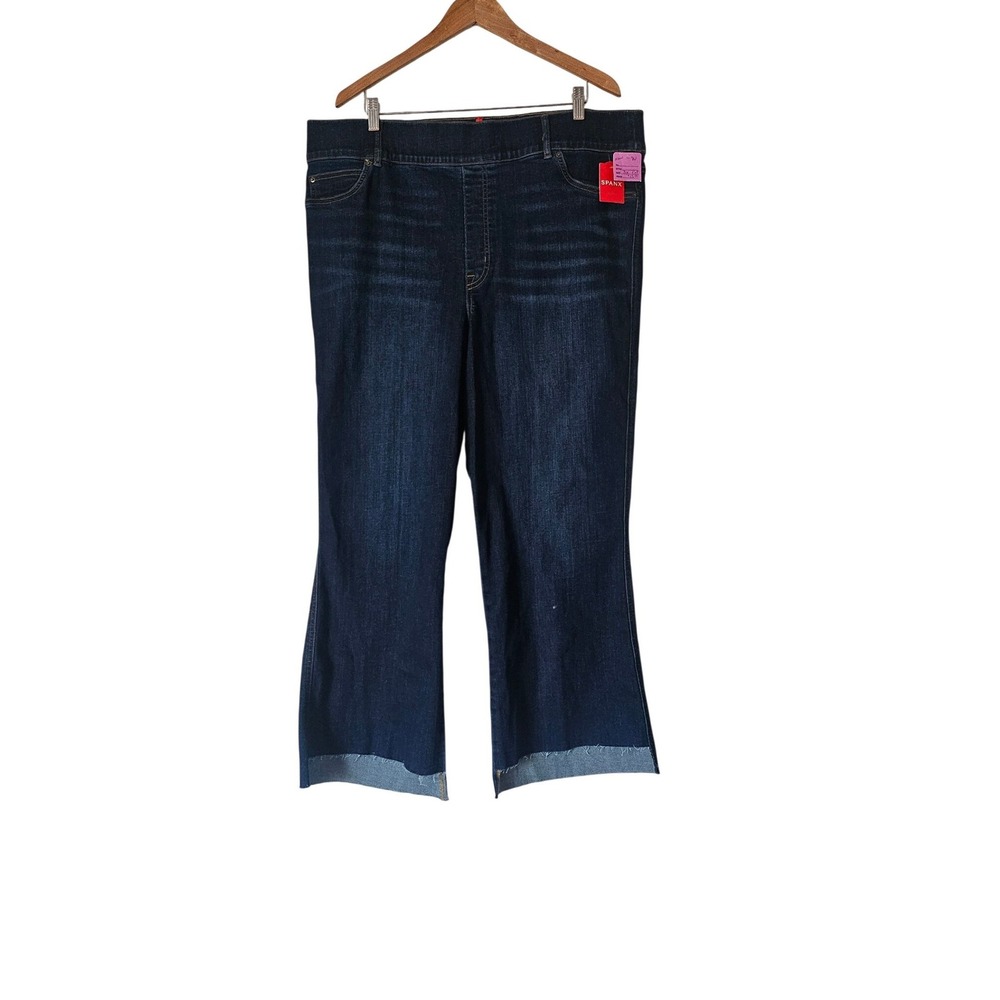 NWT SPANX Kick Flare Pull On Jeans Midnight Shade Step Hem Plus Size 3X